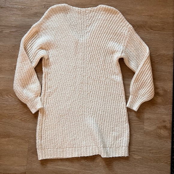 American Eagle Cream Sweater Dress Womens Medium Textured Knit Long Sleeve - Picture 3 of 5